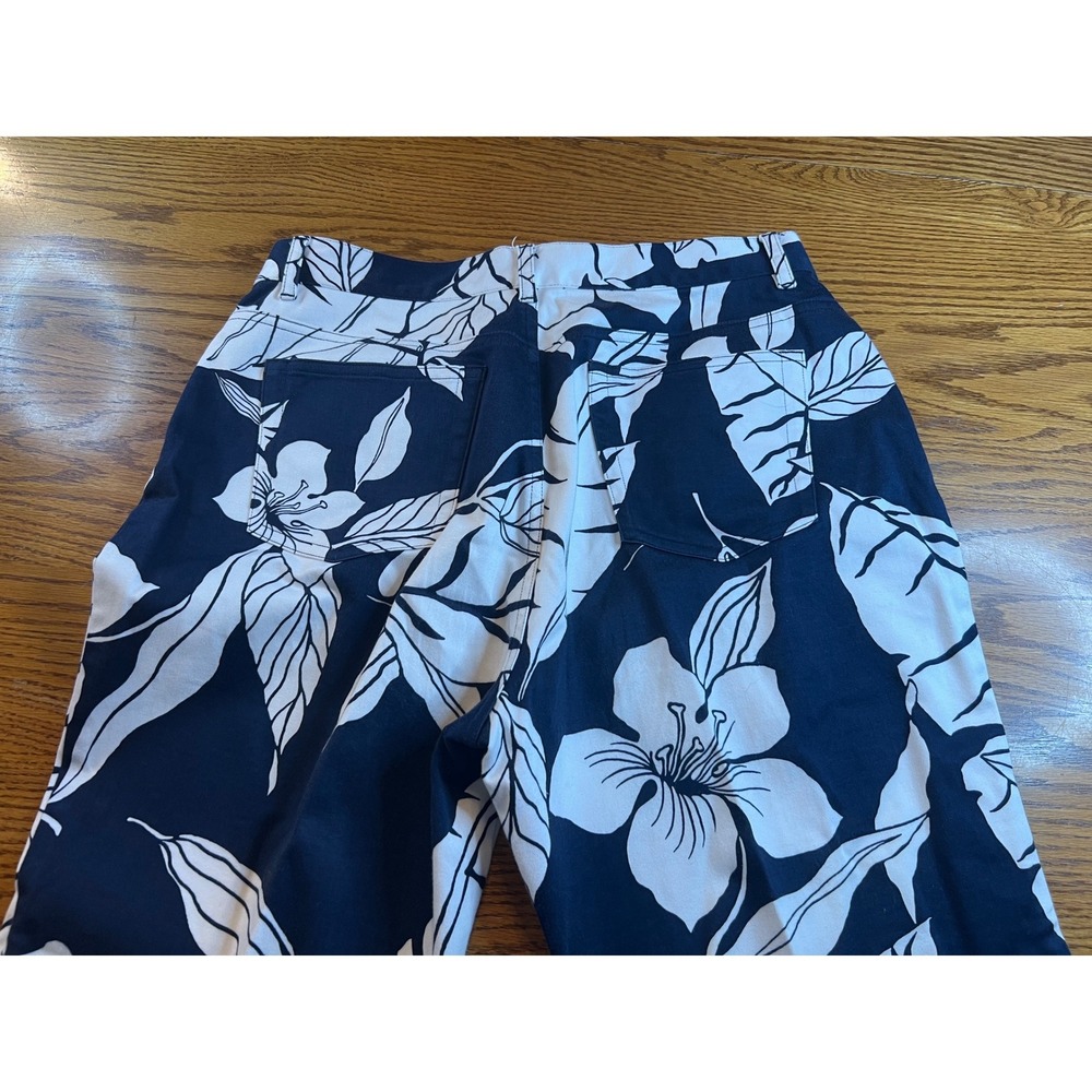 Lauren Ralph Lauren Womens Navy Blue White‎ Tropical Floral Straight Leg Pants 8 - Picture 4 of 11